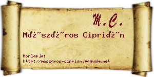 Mészáros Ciprián névjegykártya